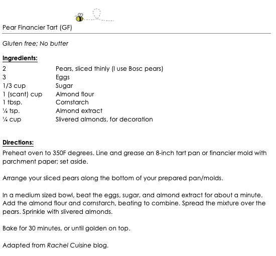 Pear Financier Tart snippet