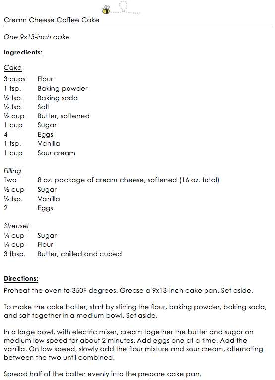 Cream Cheese Coffee Cake snippet 1