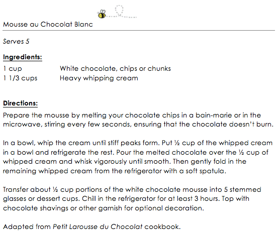Mousse au Chocolat Blanc snippet
