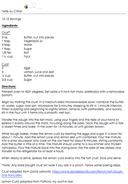 Tarte au Citron snippet