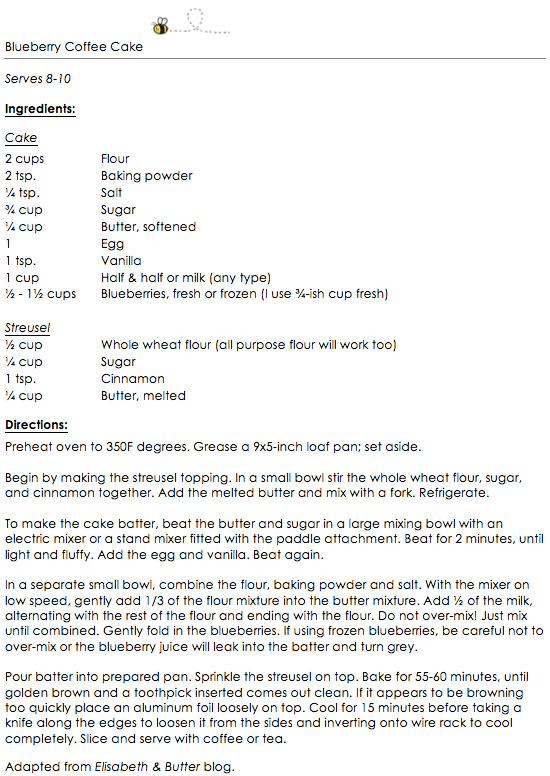 Blueberry Coffee Cake snippet