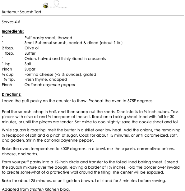 Butternut Squash Tart snippet