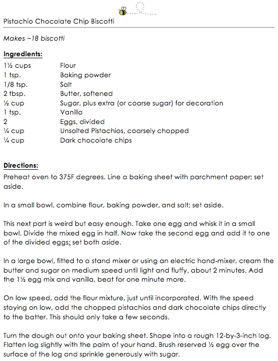 Pistachio Chocolate Chip Biscotti snippet 1