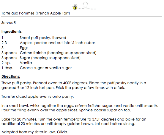 Tarte aux pommes snippet