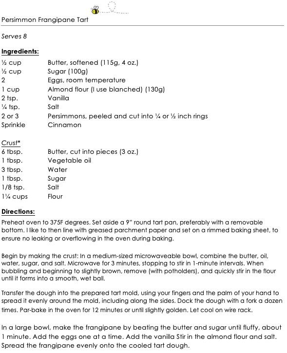 Persimmon Frangipane Tart snippet 1