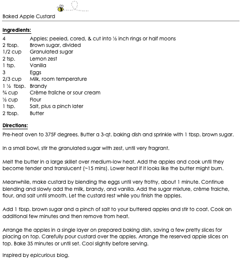 Baked Apple Custard snippet
