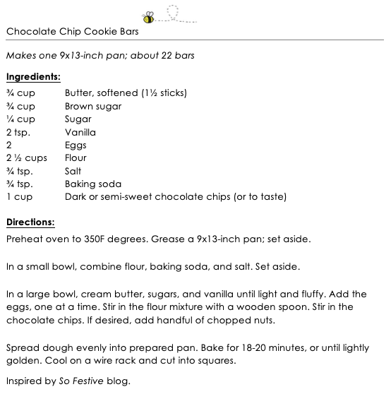 Chocolate Chip Cookies Bars snippet