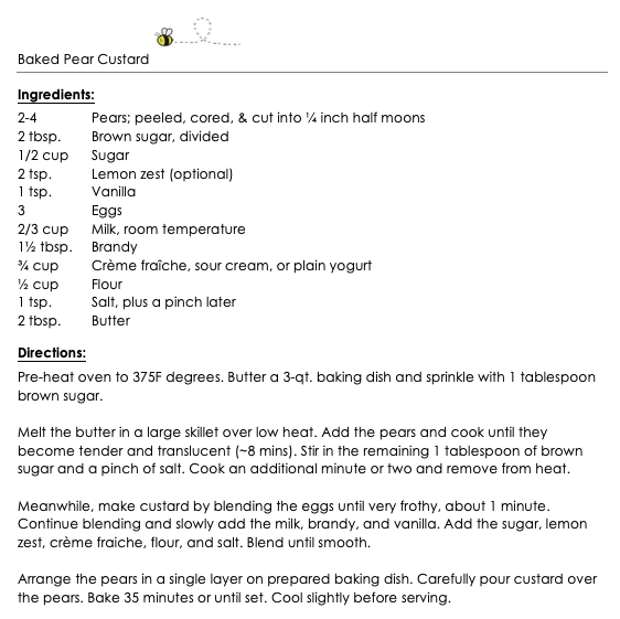 Baked Pear Custard snippet