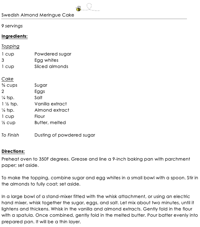 Swedish Almond Merginue Cake snippet 1