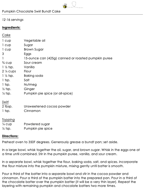 Pumpkin Chocolate Swirl Bundt Cake snippet 1